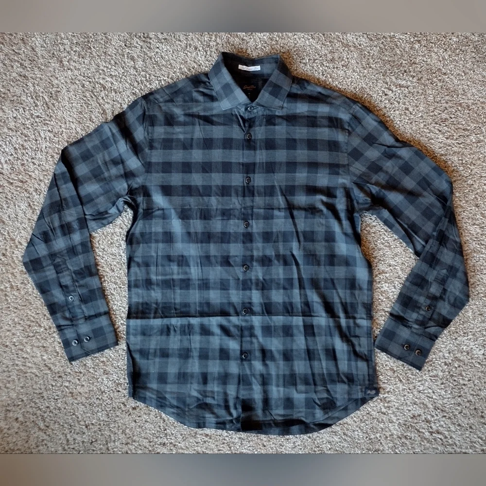 Good Man Brand Dark Checkered Button Down Shirt NWOT - Picture 1 of 10